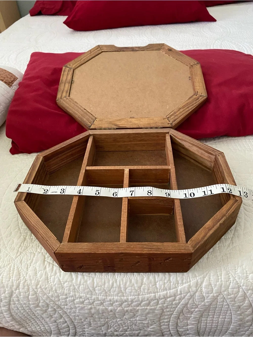 Vintage Wooden Box With Compartments In Excellent Condition For The Age